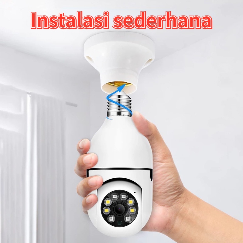 【COD】IP Kamera Cctv/CCTV Kamera Wireless/Kamera Cctv Wifi Lampu/E27 Bolam Kamera HD 1080P Night Vision 360° Rotasi Kamera Keamanan Rumah Tangga WiFi