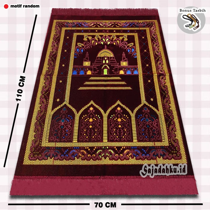 Sajadah Sajadah Tebal Bahan Bludru Asli Turki Turkey Turkiye 2021 - Random Merah(T2F3) Sajadah Wangi