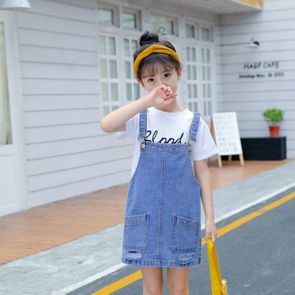 babyfit TWO POCKET RIPPED jeans baju kodok rok jeans overall anak perempuan import jx-0118