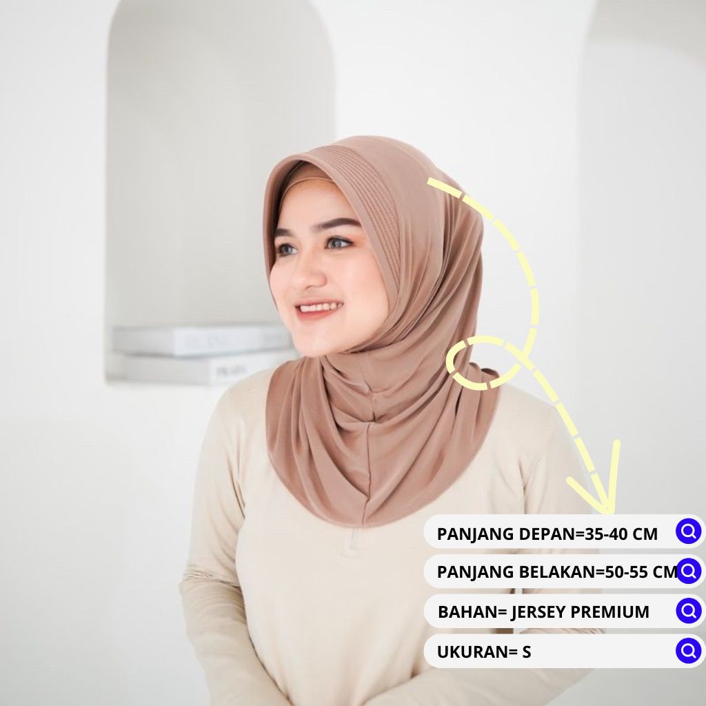 Jilbab Sport Jilbab Instan Hijab Sport Jersey Premium Olahraga Volly Basket Futsal UK S M L-1
