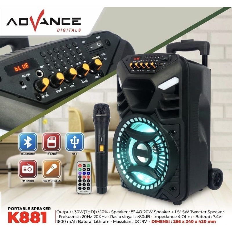 100% Ori K881N Speaker Advance K881n Meeting 8&quot; Inch Advance K 881 N | Garansi Resmi Advance 1 Tahun