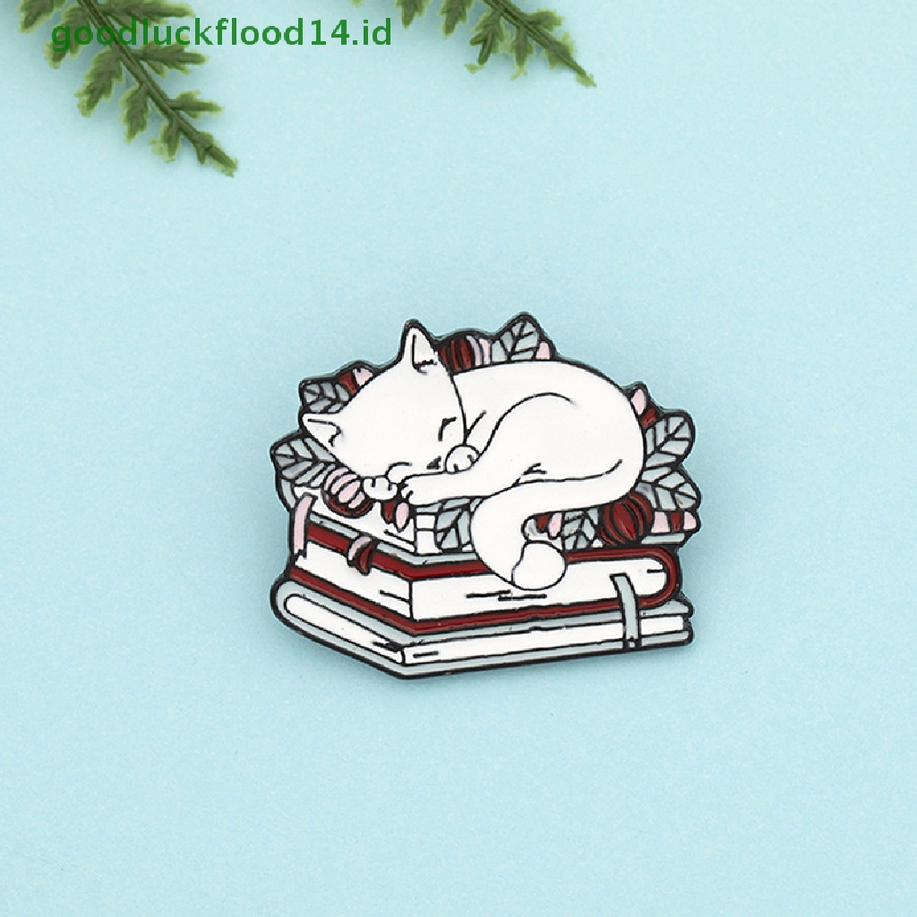 [GOOGFOUR] Kucing Membaca Buku Enamel Pin Kartun Tidur Kitten Bros Lucu Buku Kekasih Hewan Badge Tas Pakaian Kerah Pin Perhiasan Hadiah [TOP]