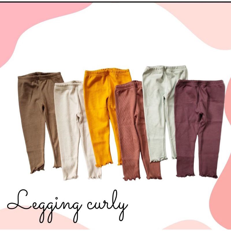 Celana Legging Anak Curly Ruffle Knit Tee | Bawahan Celana Anak Bahan Rib Knit Halus dan Lembut | Bawahan Anak Cewek