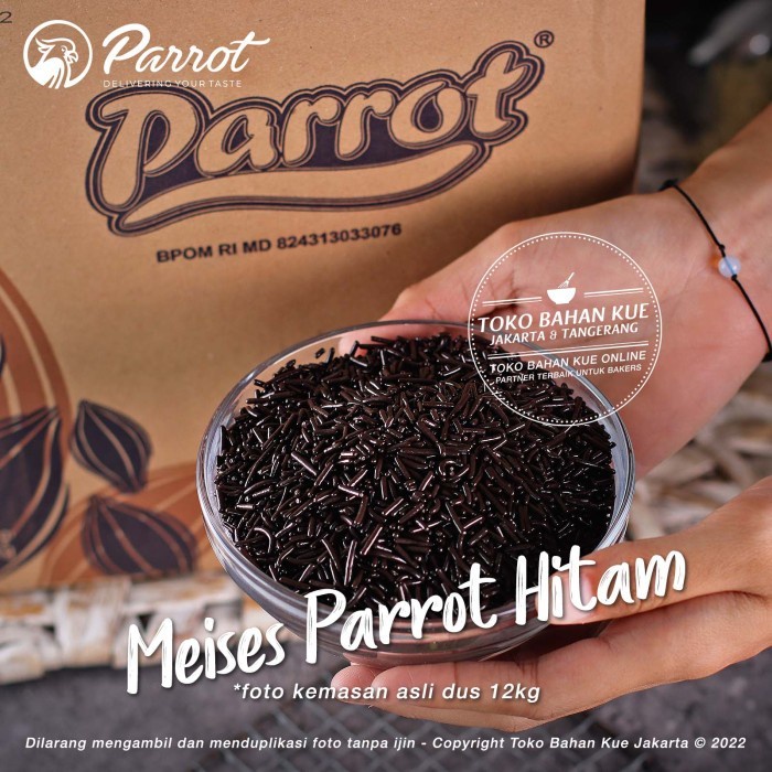 

Parrot - Meises BLACK 250gr Meses Warna HITAM Dark Chocolate Chocorice Mesis Premium