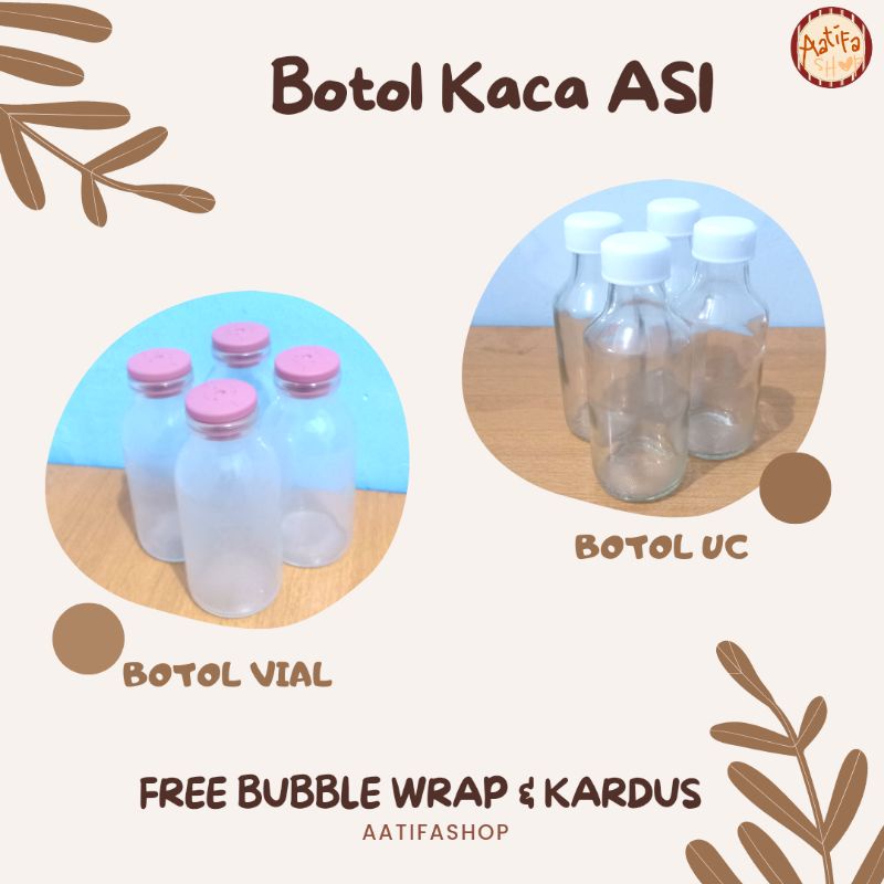 4 pcs Botol Kaca ASI, botol vial 100ml | Botol UC, botol UC1000 | Botol penyimpan ASI
