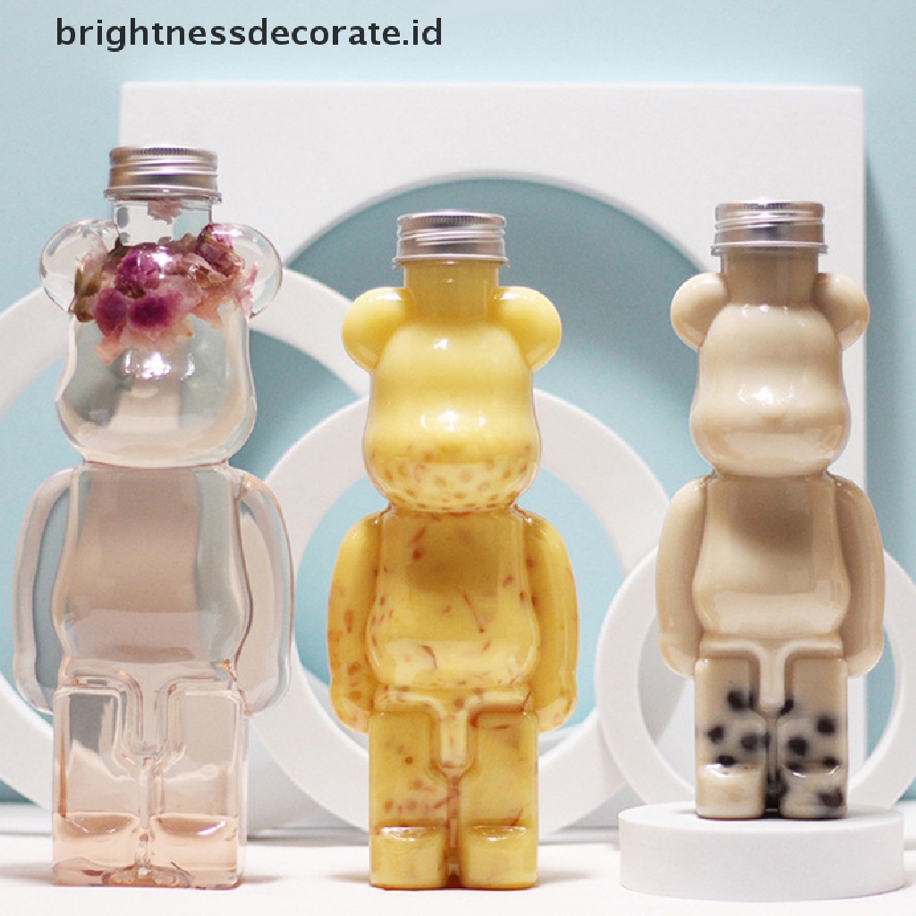 [Birth] Kartun Botol Teh Susu Wayang Beruang Berbentuk Transparan Menebal Botol Jus Kreatif Wayang Beruang Kekerasan Cangkir Susu Teh Milk Cup Botol Air Lucu Water Bottle [ID]