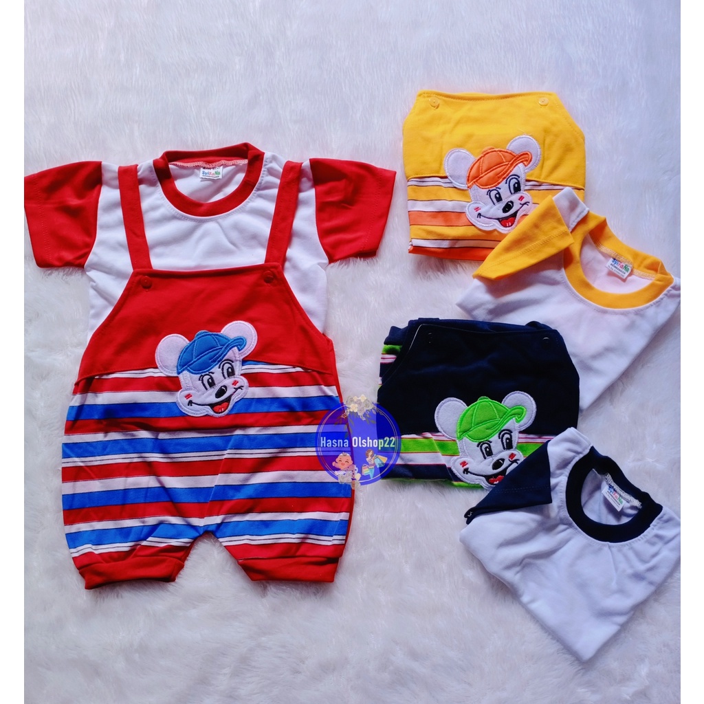 2 Set Jumper Pendek Kodok Anak Mickey Mouse / Jumper Bayi / Romper Bayi Pendek / Baju + Overall Kodok Bayi