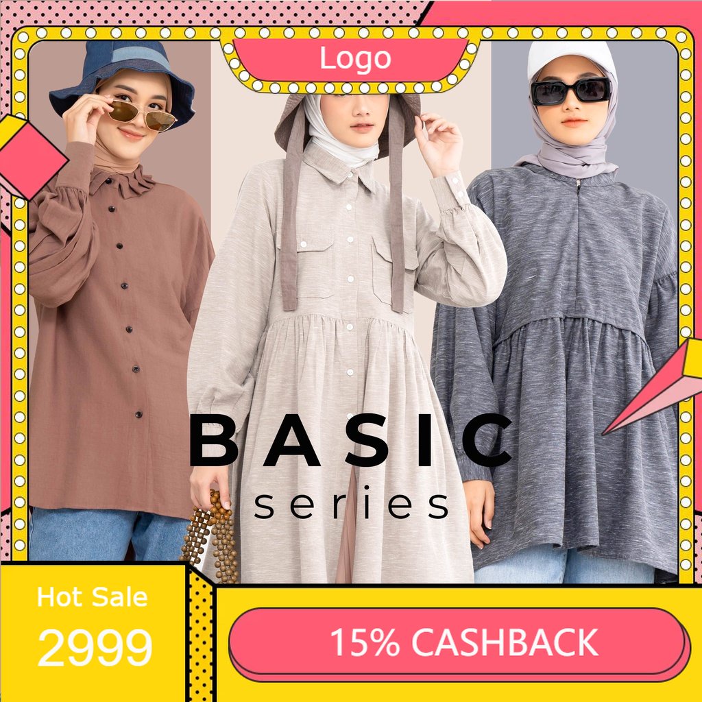 Maydee Tunik Wanita Casual Atasan Wanita Tunik kemeja wanita Polos