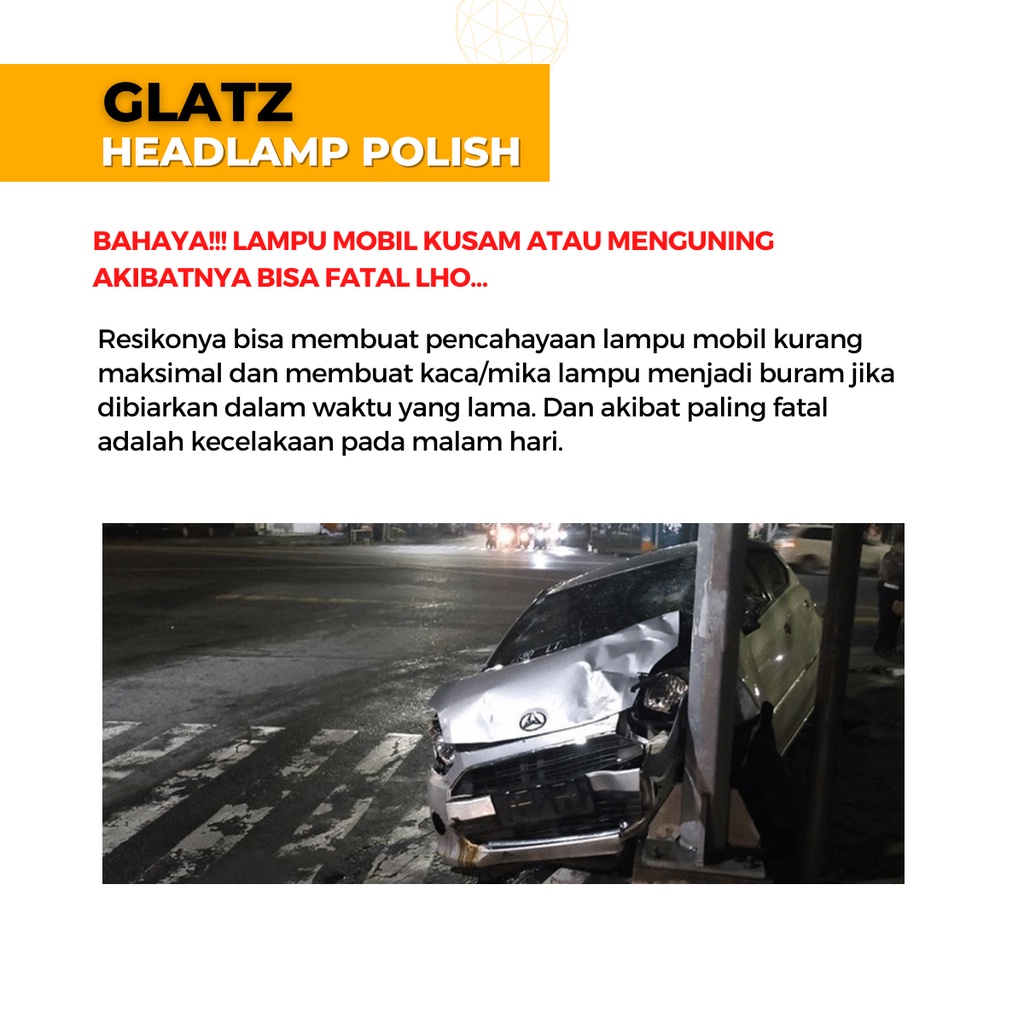 Pengkilap Mika Lampu Depan Mobil yang Buram Kuning Kusam GLATZ Headlamp Polish