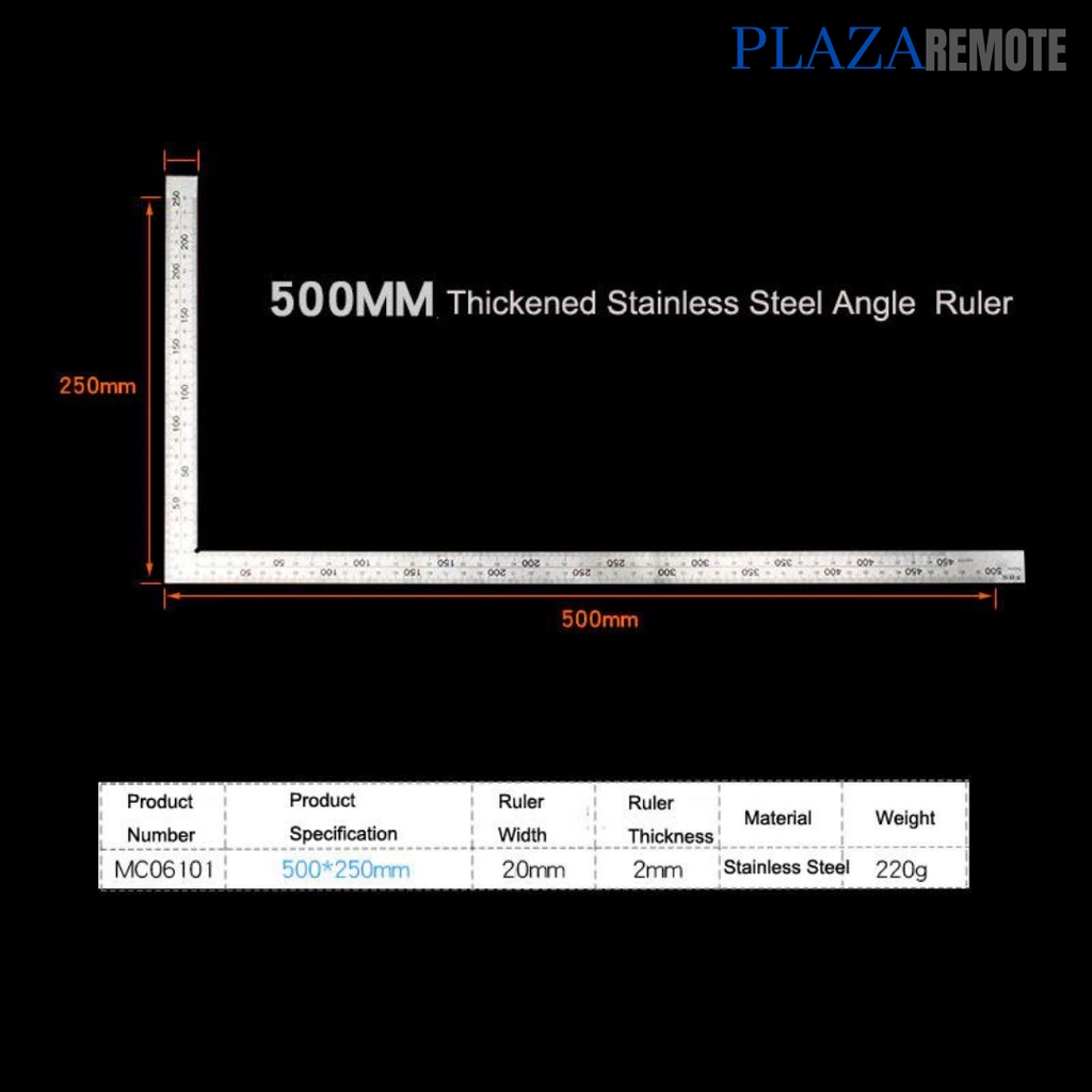 

RB PENGGARIS SIKU ALAT PETUKANGAN MISTAR 90 DERAJAT PRESISI 300 DAN 500 MM