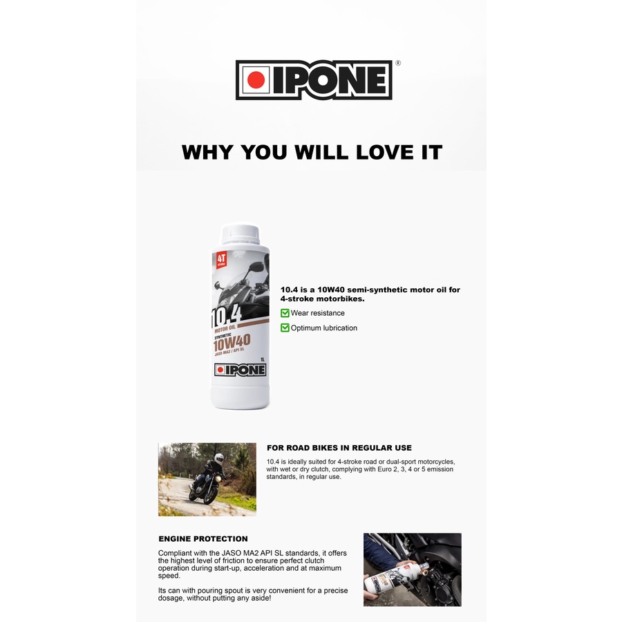 IPONE 10.4 10W40 - OLI MOTOR 4T