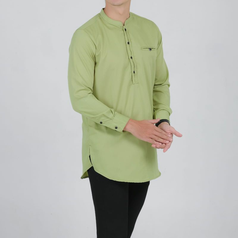 BAJU KOKO PRIA SAGE GREEN LENGAN PANJANG TOYOBO PREMIUM FASHION MUSLIM PRIA SAGE GREEN ATASAN MUSLIM