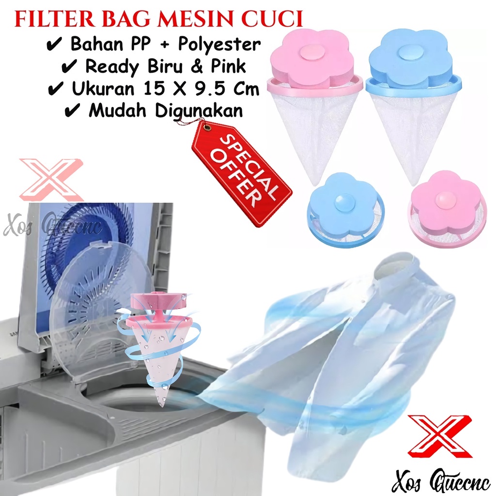 XOQ - Filter Bag Kantong Pembersih Kotoran Mesin Cuci / Laundry Mesh Bag / Kantong Saring Filter Mesin Cuci Motif Bunga