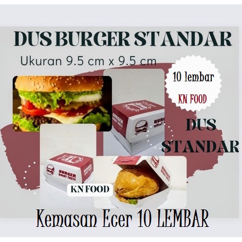 

Dus Burger Standar Ecer/ Kemasan Burger Standar Ecer 10Lembar uk9.5x9cm