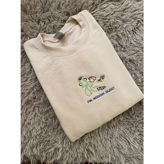 SWEATER WANITA NOGGIN MOTIF BORDIR FLEECE TEBAL KEKINIAN TERBARU''