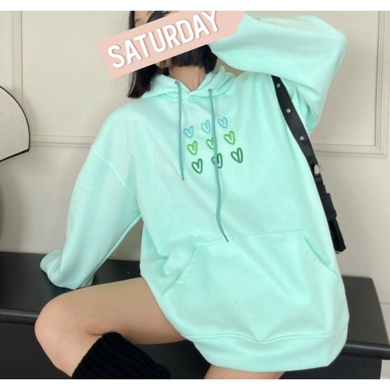 Hoodie Love Heart BIGSIZE (S - XXXXXL(6XL) (SABLON) Jaket Oversize Cute Sweater Wanita JUMBO Korean Style 5XL 4XL 3XL 2XL XL L Pastel Soft Tosca Matcha Mint Ulzzang