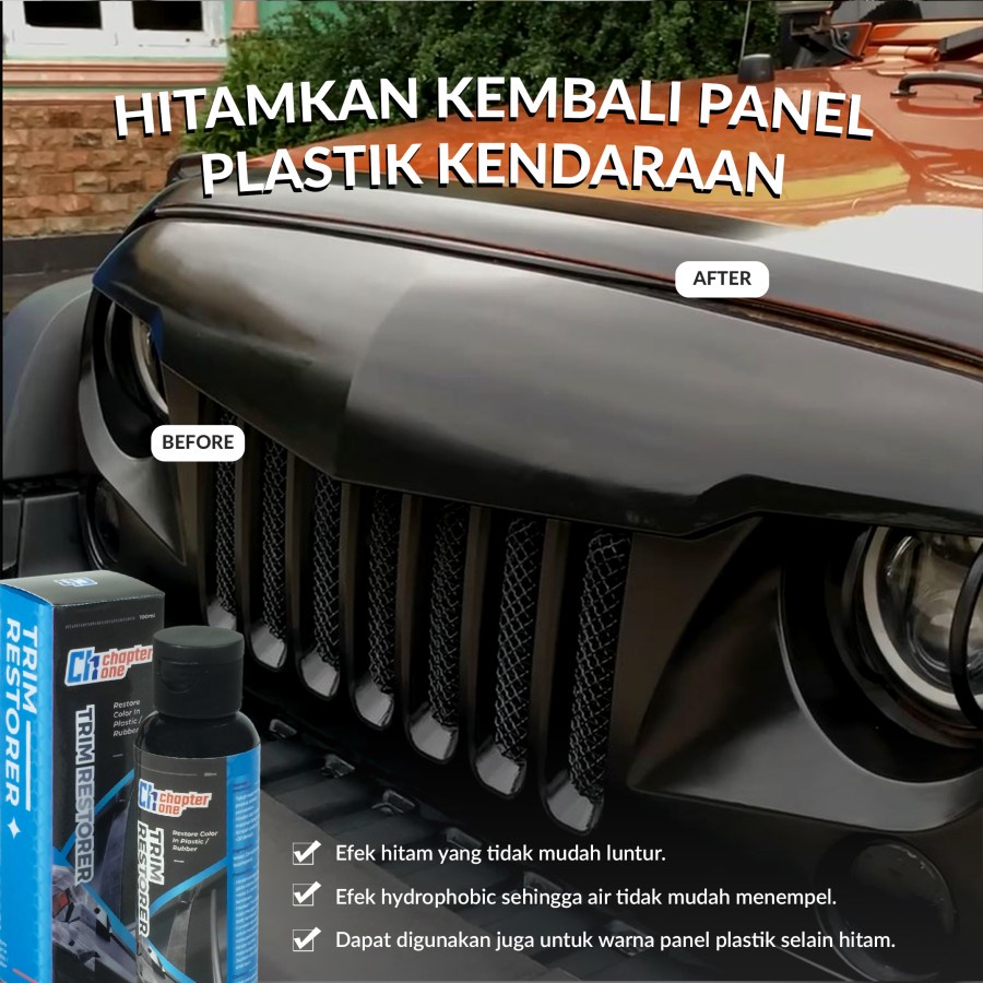 Chapter One Trim Restorer Back To Black 100 ml Penghitam Panel Plastik dan Karet Kendaraan