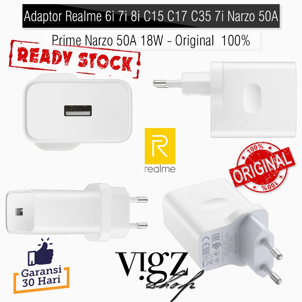 Adaptor Realme 6i 7i 8i C15 C17 C35 Narzo 50A Prime Narzo 50A 18W Original 100%