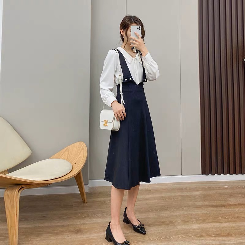 CHALIAN dress dumdum|dress midi|baju wanita muslim overall hitam