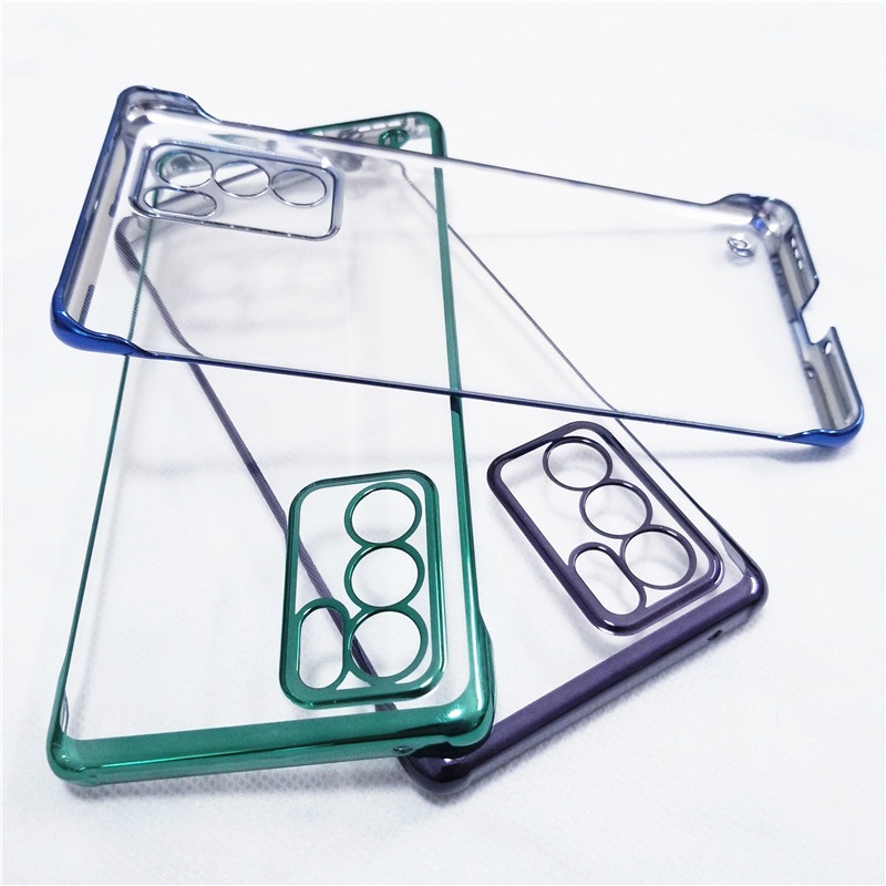 Casing Ponsel Transparan Shockproof Belakang Untuk OPPO Reno3 4 5 6 7 8 Pro 5 6 8 Pro+7SE iQOO NEO 5 6 (Lubang Halus/Lubang Besar) borderless Pelindung case