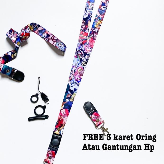 

Promo - lanyard one pice pods full printing Billwaz Lebar 2cm panjang 50cm bahan premium FREE 3 KARET Uk 13mm, 20mm dan 40mm