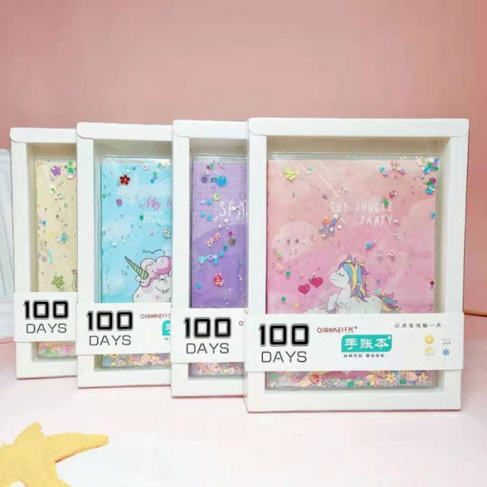 Diary Buku Diary / Note Book Air Manik Manik Motif Lucu Unicorn Hewan Dll