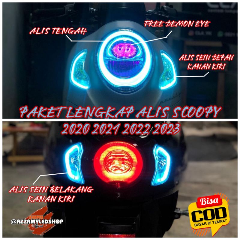 PROMO Lampu alis lengkap scoopy sein depan belakang bonus devil demon eye no bintik berkualitas