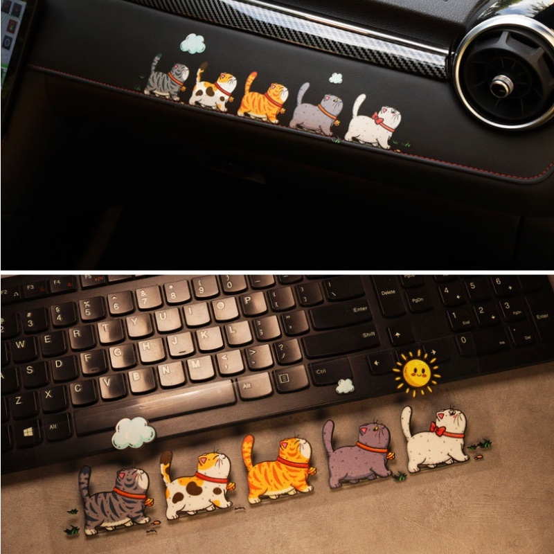 Kreatif Kartun Berjalan Kucing PVC Stiker Mobil Perekat Diri Tahan Air Pet Kitten Decal Pribadi Auto Dekorasi