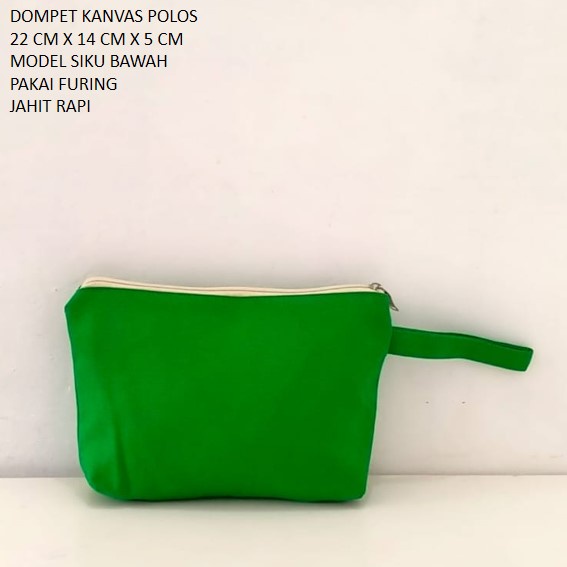 DOMPET KANVAS POLOS POUCH KANVAS WARNA HIJAU. Riens Collections