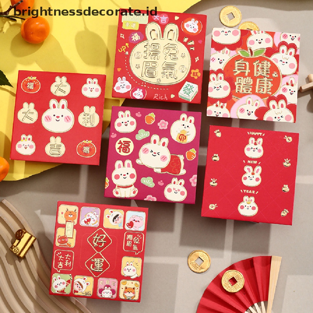 [Birth] 6pcs Amplop Imlek 2023 Rabbit Red New Year Red Packet Spring Festival Kantong Uang Amplop Hadiah Hongbao Red [ID]