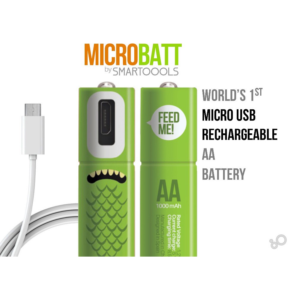 Battery Cas AA MICROBATT Micro USB 1000mAh 2PCS Baterai