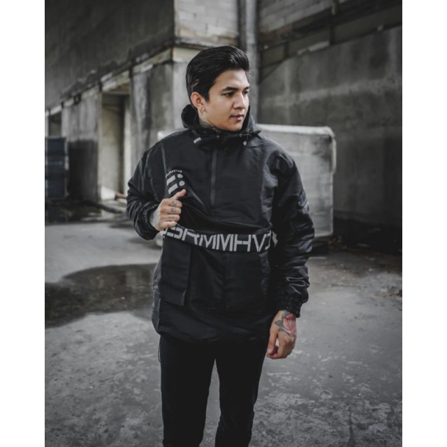 Jaket BGSR - Jaket Cagoule Phantom BGSR Hitam - Jaket Waterproof - Jaket Windbreker