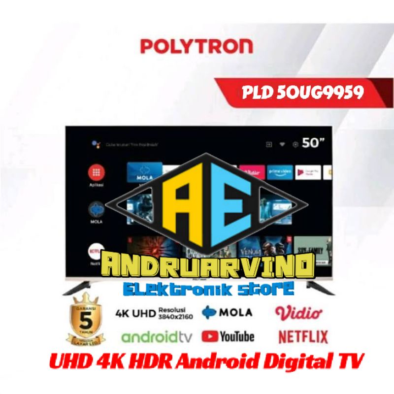 POLYTRON UHD 4K ANDROID TV PLD 50UG9959 ANDROID DIGITAL TV 50 INCH