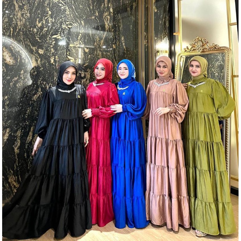 Gamis Polos Kalung Swarovski Shellasaukia
