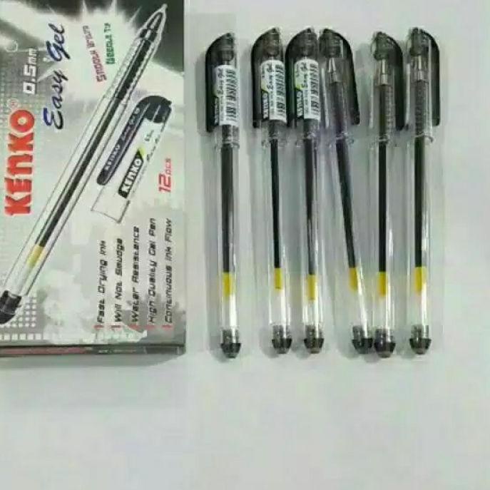 

12.12 Brand KENKO pen easy gel 0.5 hitam pulpen pena bolpen 1 PACK / 12 Pcs 