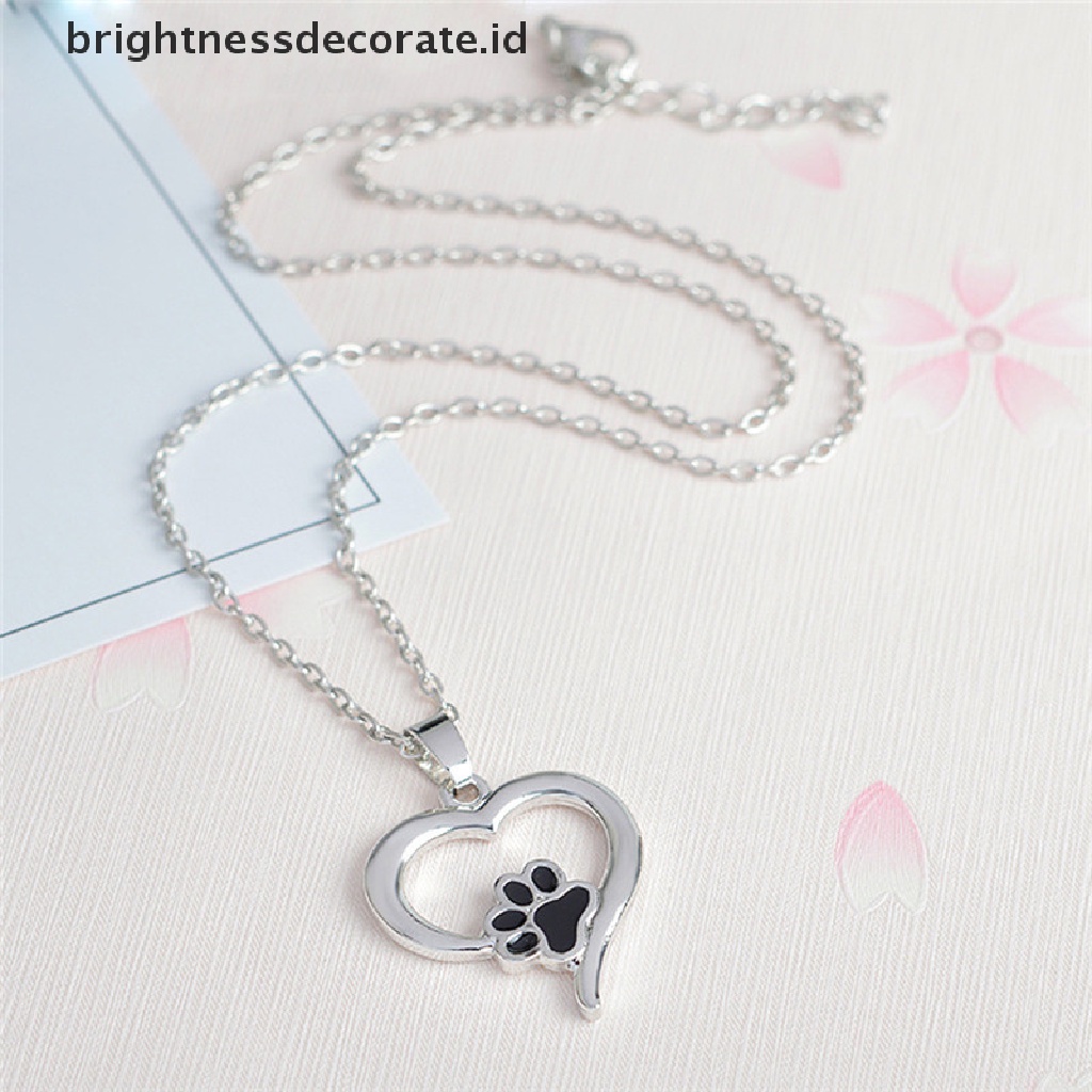 [Birth] Elegan Berongga Pet Paw Print Kalung Hewan Lucu Anjing Kucing Liontin Kalung Perhiasan Hadiah [ID]