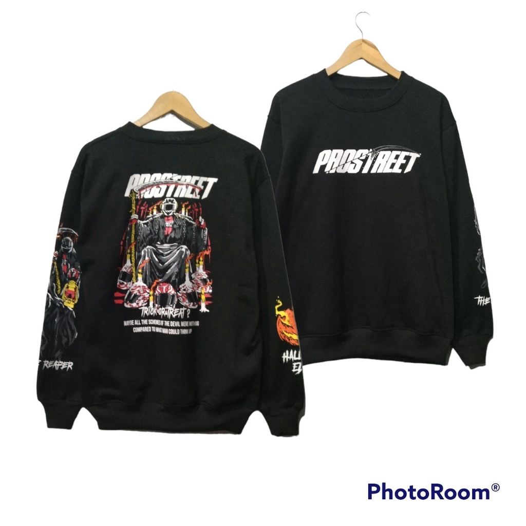 Sweater polos motif murah cowok cewek HITAM switter oblong basic unisex keren