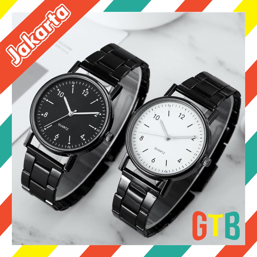 GTB Jam Tangan Analog Strap Stainless Steel Casual Quartz Wanita Dan Pria Fashion Impor JT056