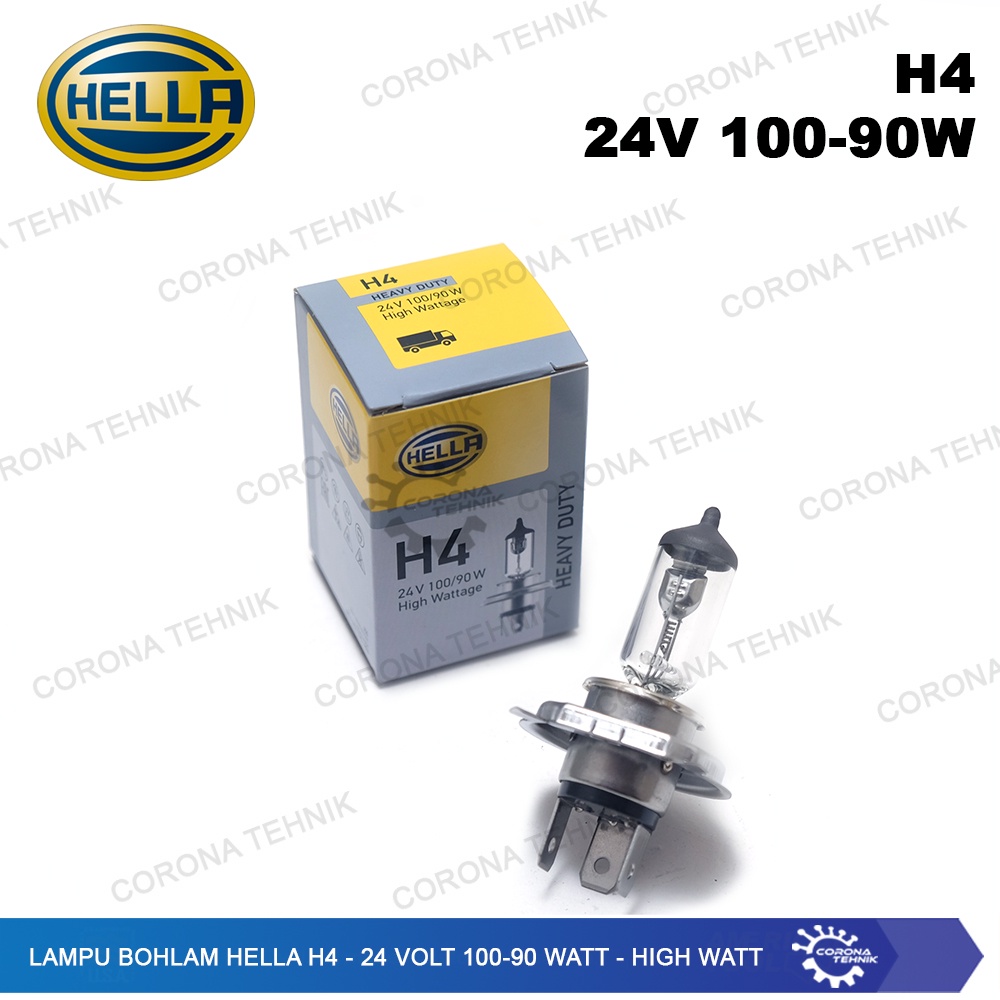 H4 - 24 Volt 100-90 Watt - High Watt Lampu Bohlam Hella