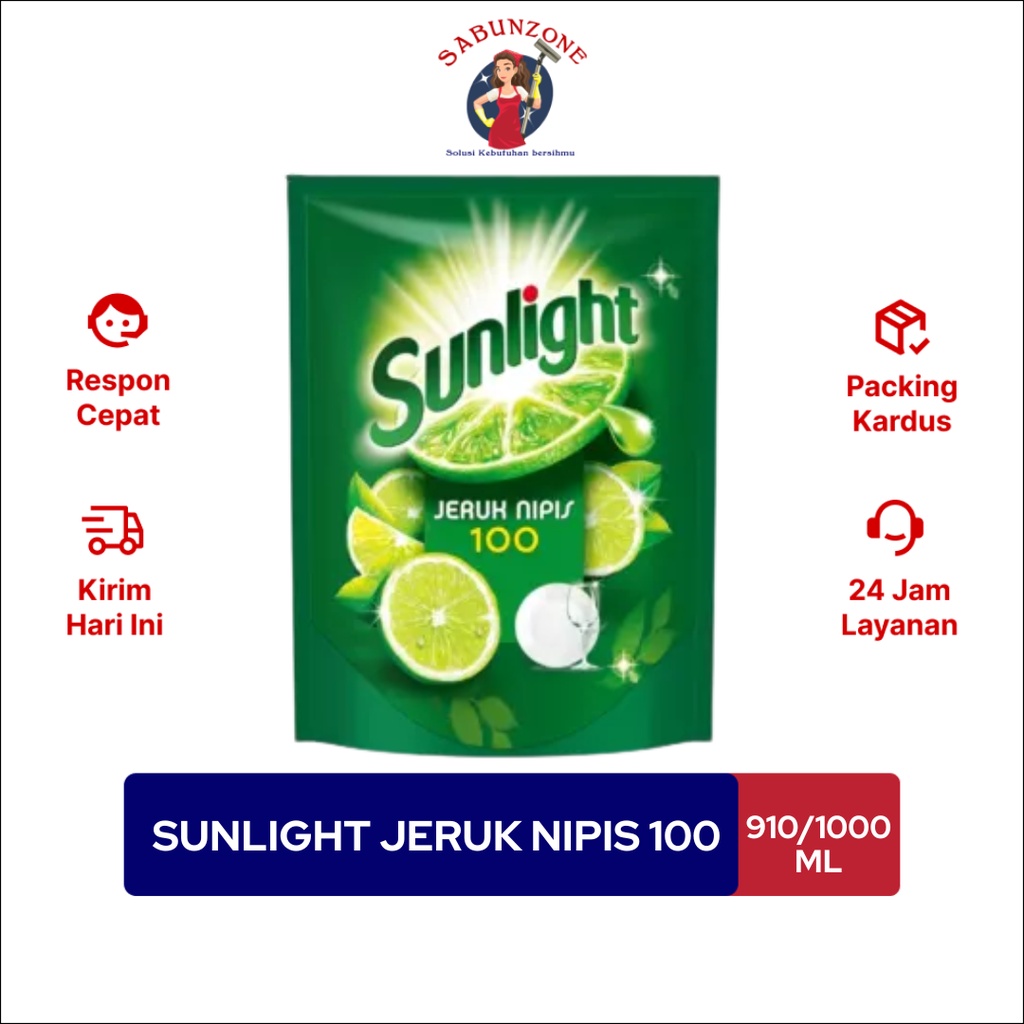 Sunlight Sabun Cuci Piring Lime Jeruk Nipis Refill Pouch  910/1000 ml