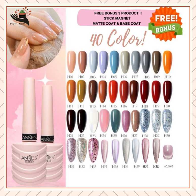 Pretty Paket Set Gel Nail Polish UV Lengkap  40pcs+3FreeGift Gel Polish Colour/Cat Eye/Jelly Transfaran/Gliter Kutek Gel Nail Art 10ml