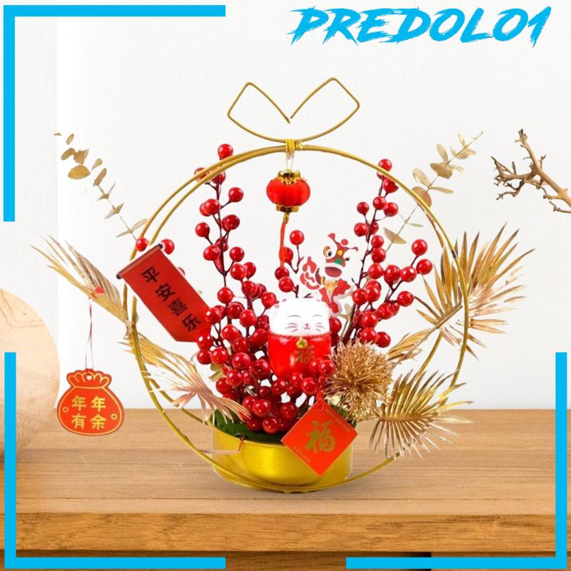 [Predolo1] Ornamen Imlek Berlampu Bunga Buatan Pot Untuk Pernikahan Rumah