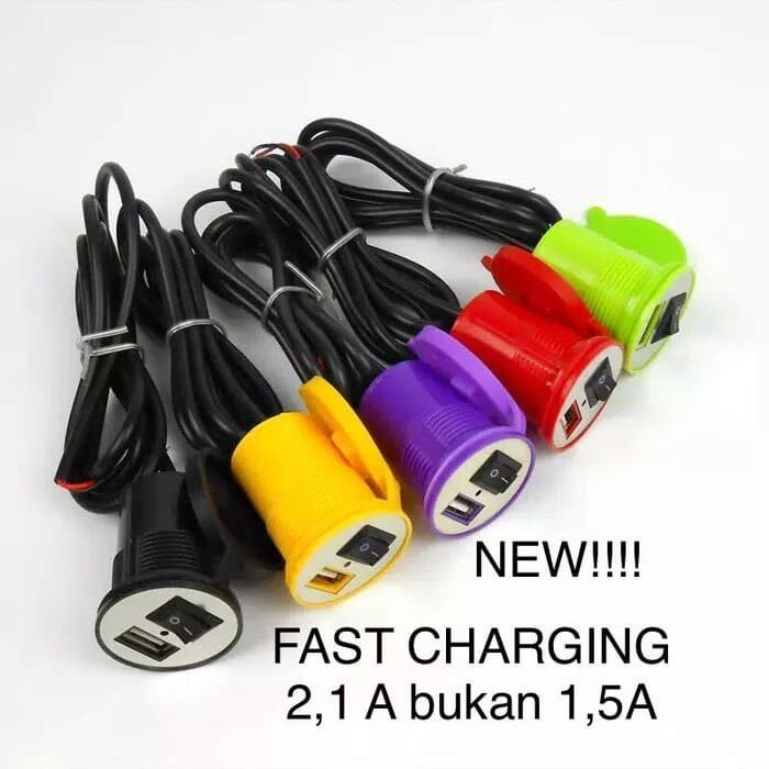 Charger motor USB Port Plug Adaptor Hp Stang AKI Motor Anti air 2.1A