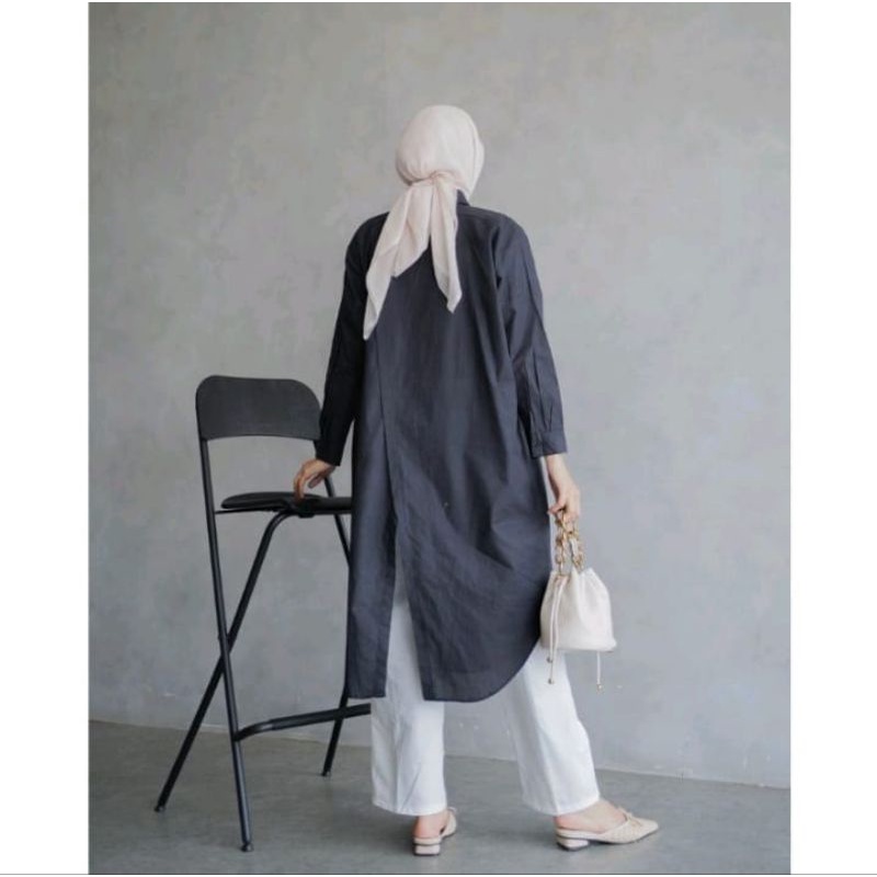 Dwyne Tunik - Kemeja Linen Wanita - Oversized Shirt Linen