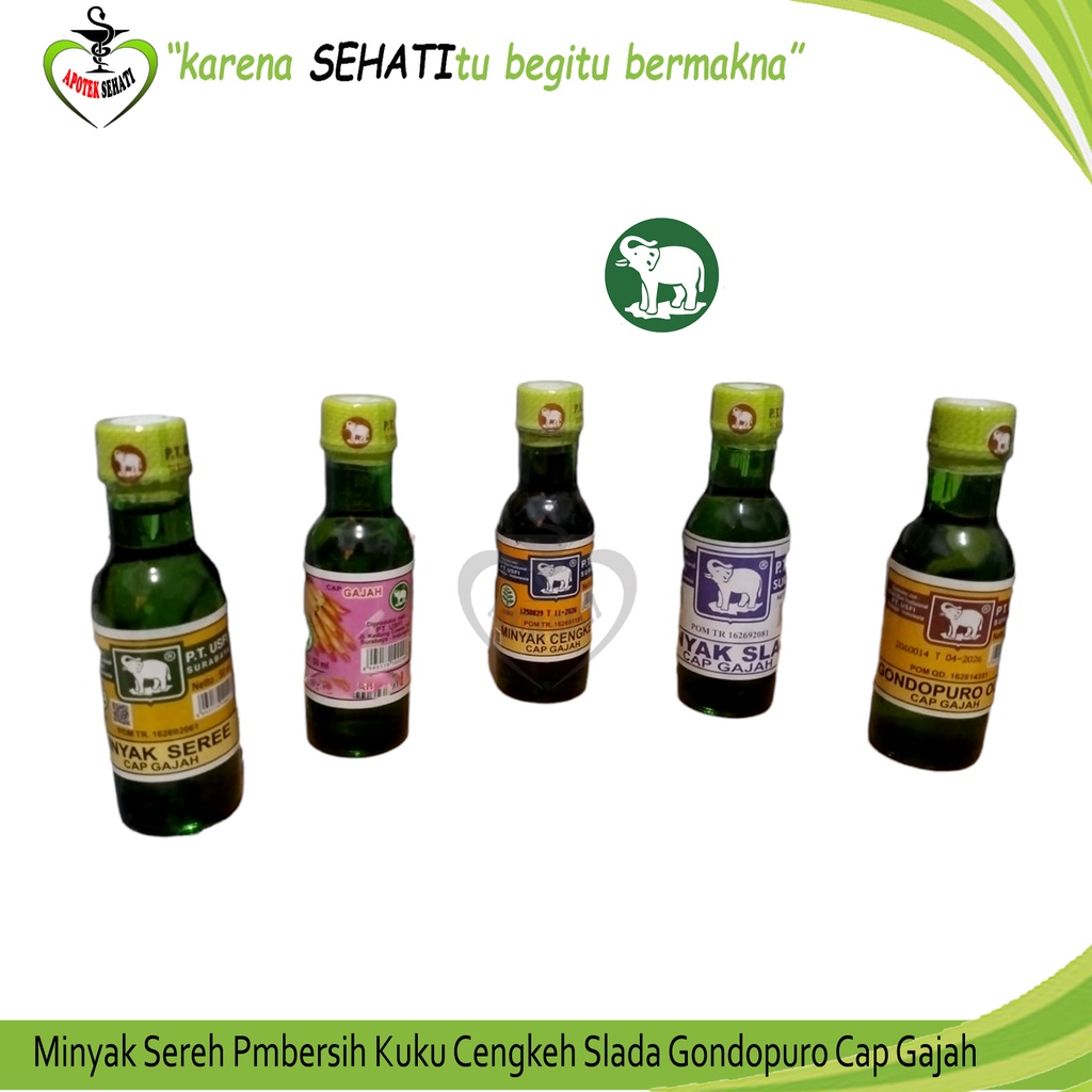 MInyak Seree Cap Gajah Botol Kaca Minyak Slada Cengkeh Gondopuro Aceton Original