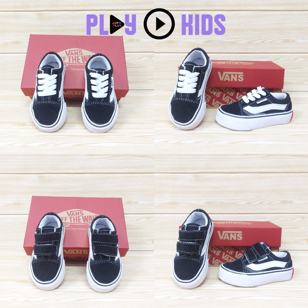SEPATU ANAK LAKI | SEPATU ANAK PEREMPUAN | SEPATU ANAK V4NS OLD SKOOL VELCRO DAN TALI SIZE 21-35