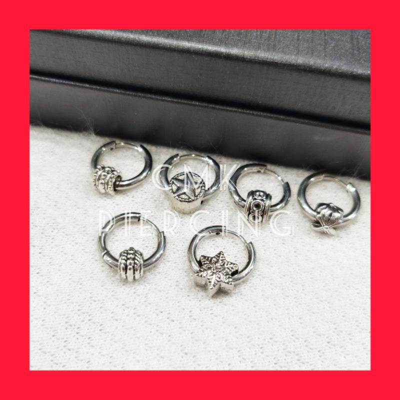 1pcs Anting Hoop Tindik Model Metal Pria Dan Wanita Ala Korea