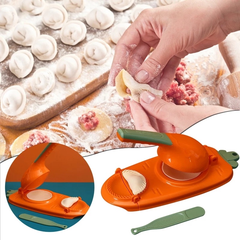 Cetakan Kulit Pangsit 2in1 Dumpling Maker Hemat Buruh Dapur Masak Gadget Cetakan Pembuat Kulit Pangsit DIY Dumpling Maker Machine Hangable Manual Dumplings Press