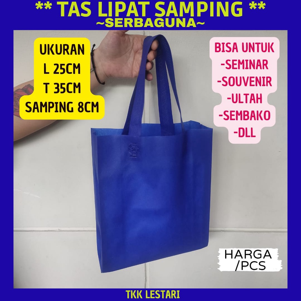 

Tas spunbond 25x35 / tas lipat samping 25x35 / goodie bag 25x35 / tas souvenir / tas belanja / tas sembako / tas hajatan / tas seminar / tas serbaguna