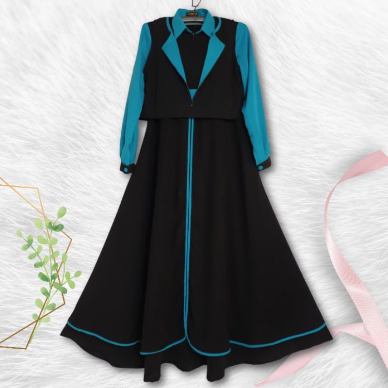 Jubah Akhwat Model Kerah Rompi manset By Qonita Collection
